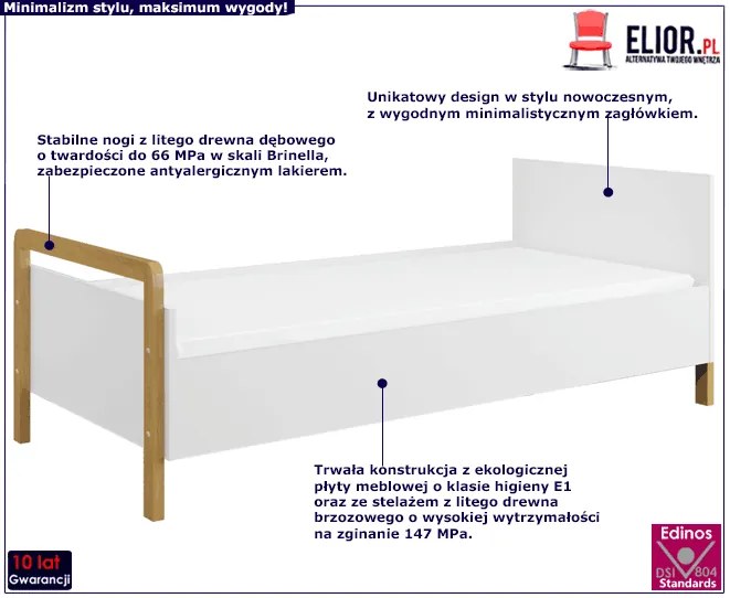 Białe nowoczesne łóżko dziecięce - Erno 2X