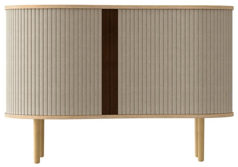 Beżowa niska komoda w dekorze dębu z drzwiami przesuwnymi 100x67 cm Audacious – UMAGE