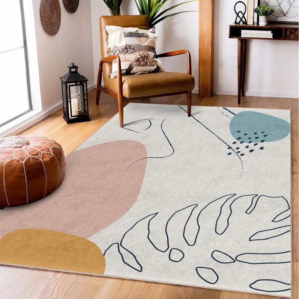 Kremowy chodnik odpowiedni do prania 80x200 cm Abstract Shapes – Mila Home