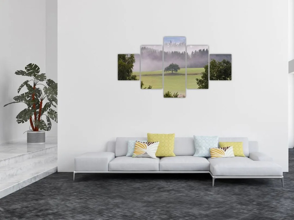 Obraz łąki z drzewem (125x70 cm)