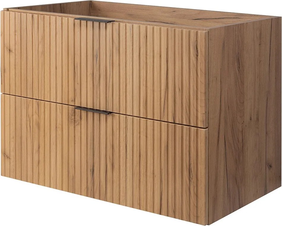 Szafka pod umywalkę, Dąb Craft, 80 x 57 x 46 cm, uchwyt czarny, bez blatu