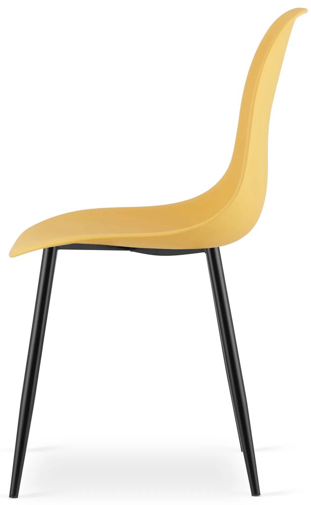 Zestaw 2 musztardowych krzeseł OSAKA z czarnymi nogami
