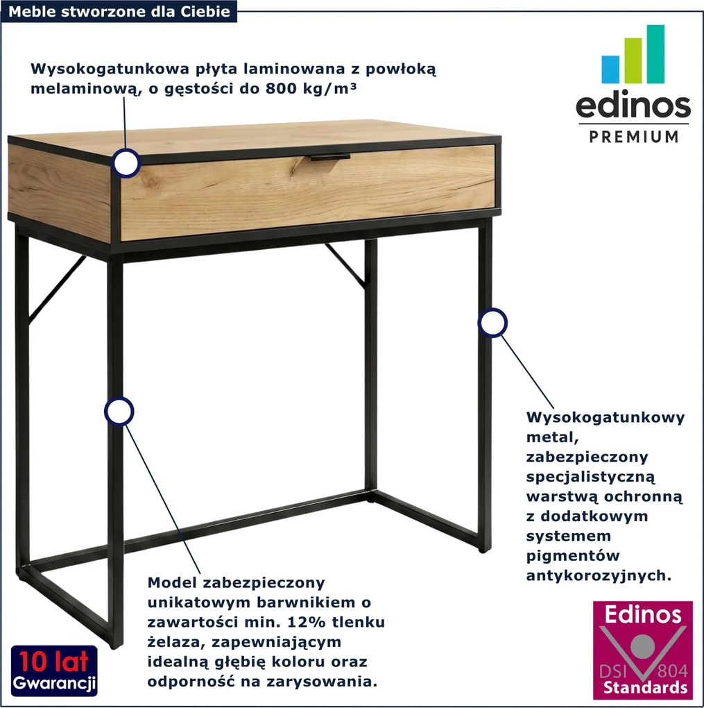Industrialna konsola z szufladą dąb craft + czarny F1-L64