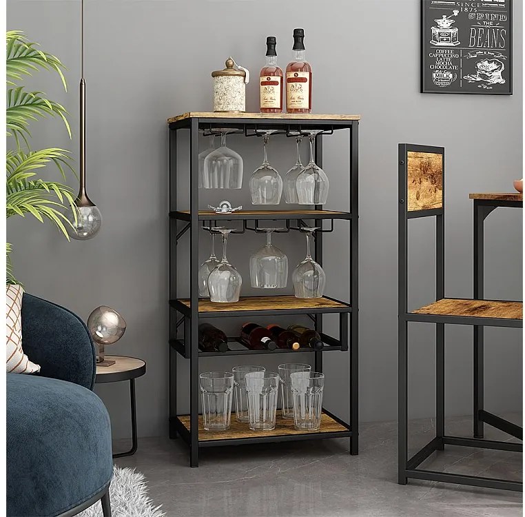 Stojak na wino rustykalny dąb 50x35x100 vela