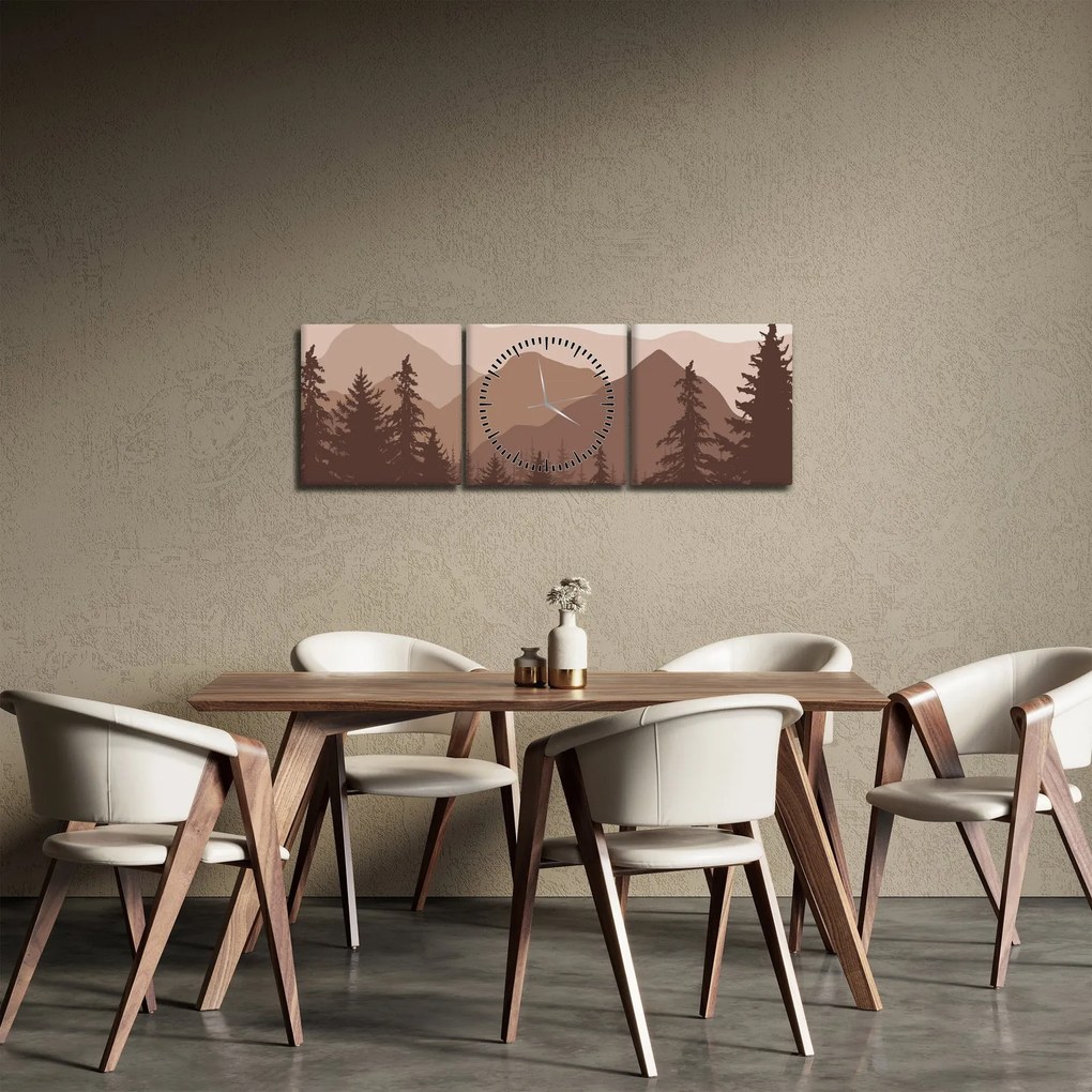 Obraz - Góry Brunatne N⁰2 (z zegarem) (90x30 cm)