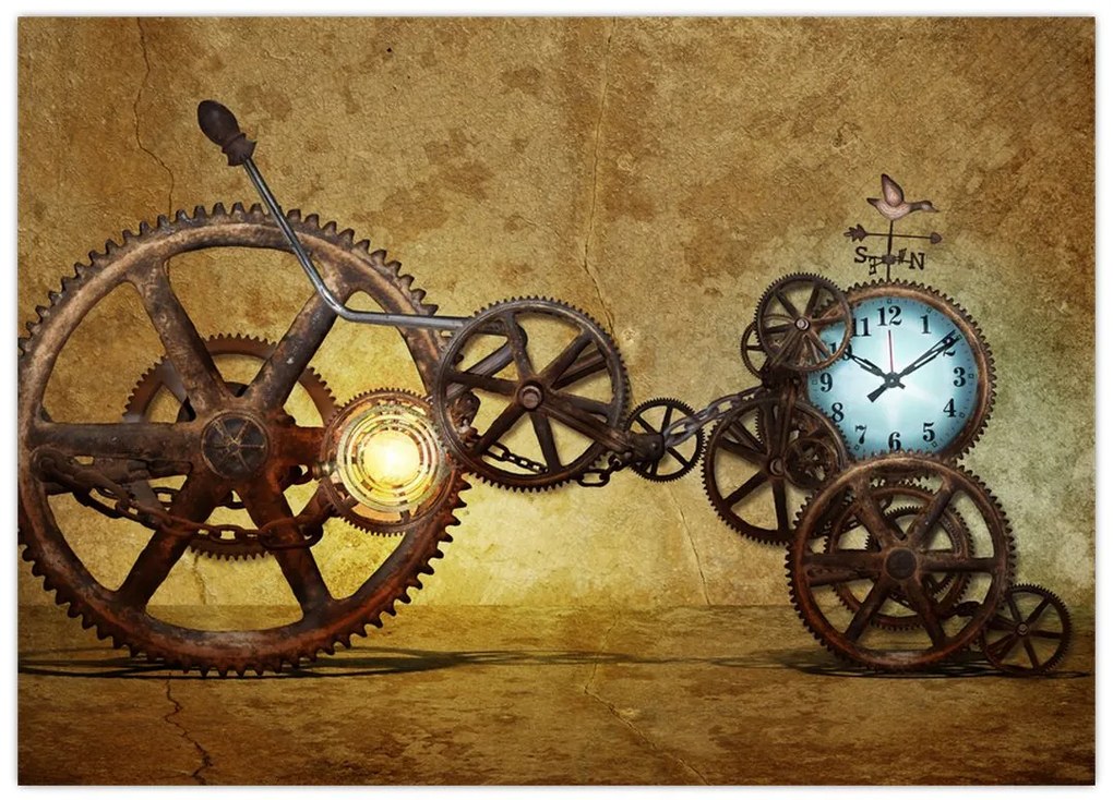 Obraz starych mechanizmów zegarowych (70x50 cm)
