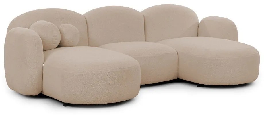 Jasnobrązowy narożnik z materiału bouclé (w kształcie litery U) Orbit – Ropez