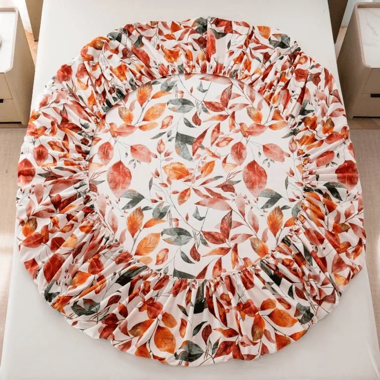 PrzytulneMieszkanie.pl Prześcieradło z mikrofibry AUTUMN LEAVES kolorowe 90x200 cm