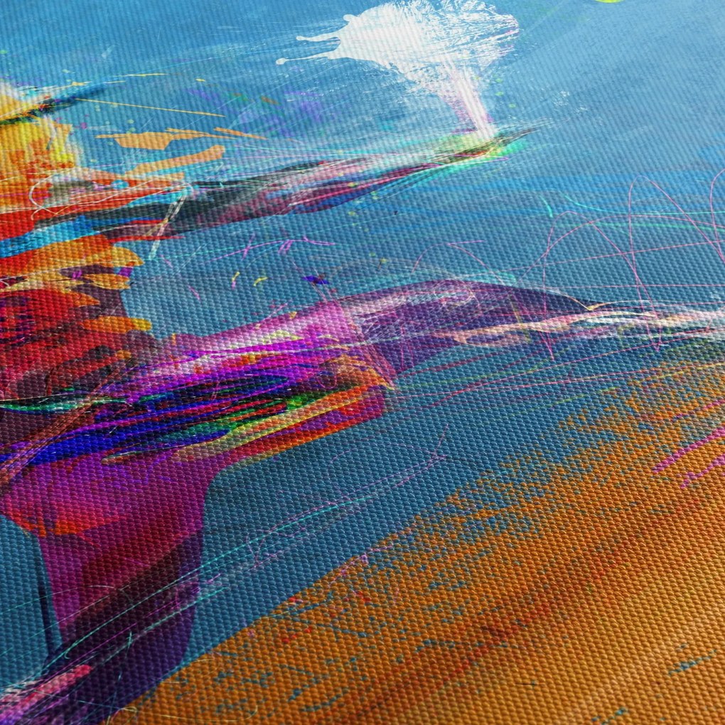 Obraz - Malowany tenisista (z zegarem) (90x30 cm)