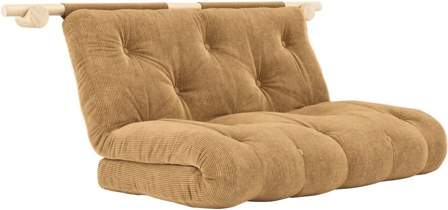 Jasnobrązowa sztruksowa rozkładana sofa 135 cm Hooked – Karup Design