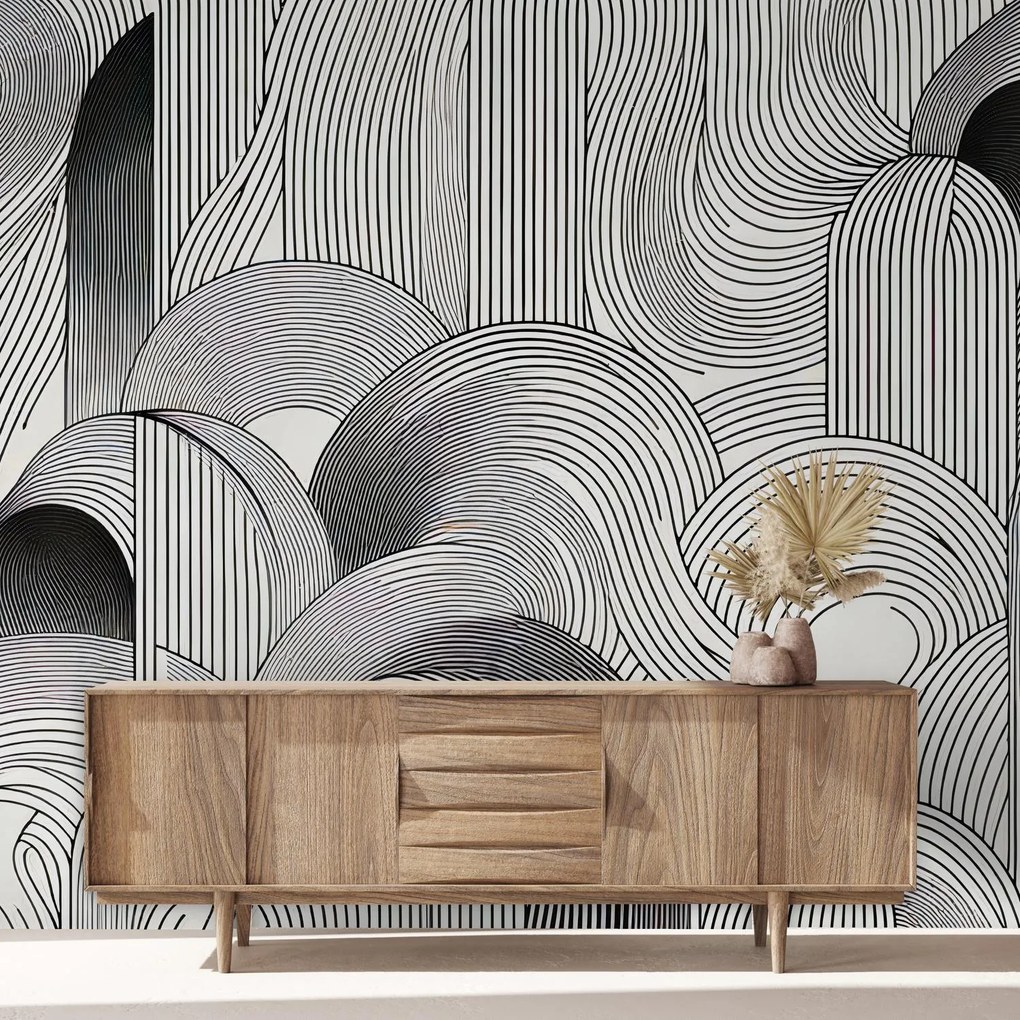 Fototapeta - Chaos czarnych linii (196x136 cm)