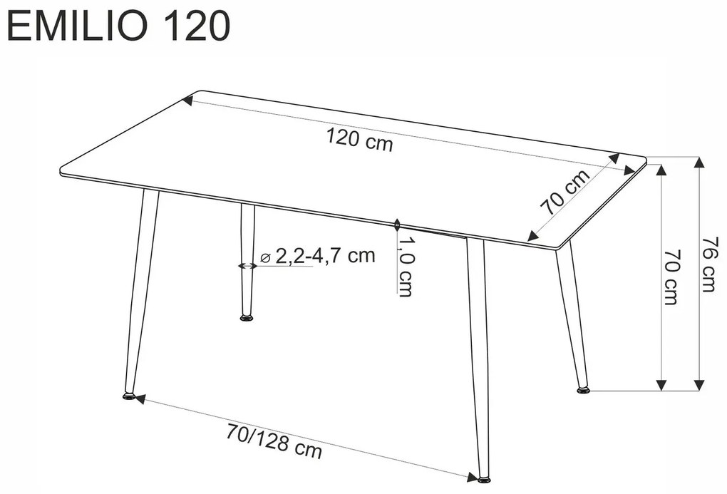 Stół EMILIO 120x80 biały marmur/czarny HALMAR