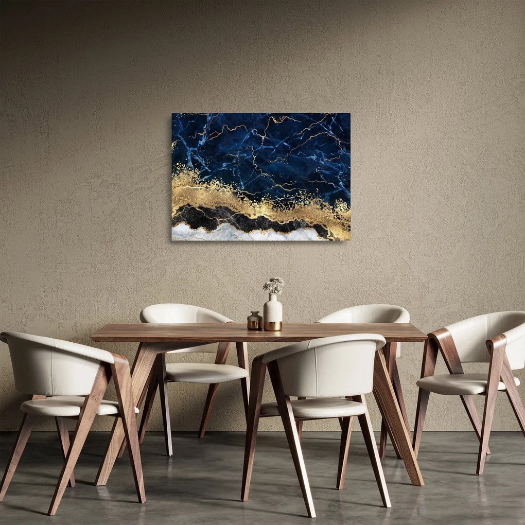 Obraz na szkle - Ciemnoniebieski marmur (70x50 cm)