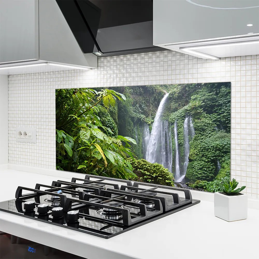Szkło do Kuchni na Ścianę Orzeźwiający Wodospad Leśny