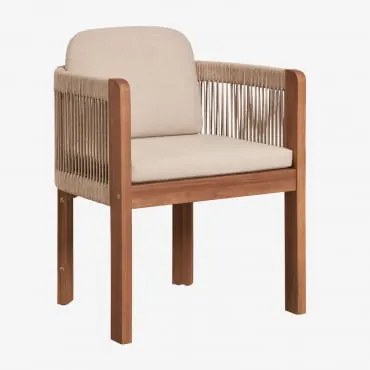 Zestaw 2 Krzeseł Do Jadalni Z Podłokietnikami Z Drewna Akacjowego I Plecionej Liny Serel Akacja Brąz - Sklum