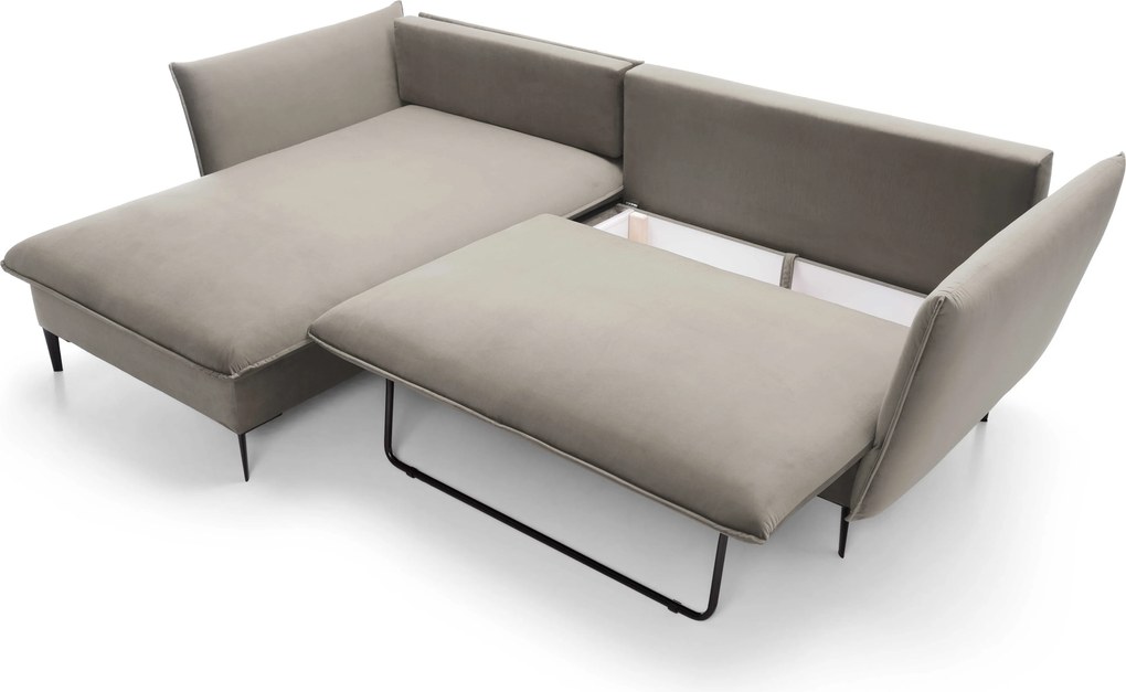 Masseno Narożnik SOLE z funkcją spania i pojemnikiem na pościel Narozniki L, Rozkładana sofa - Brązowy, RIVIERA 16