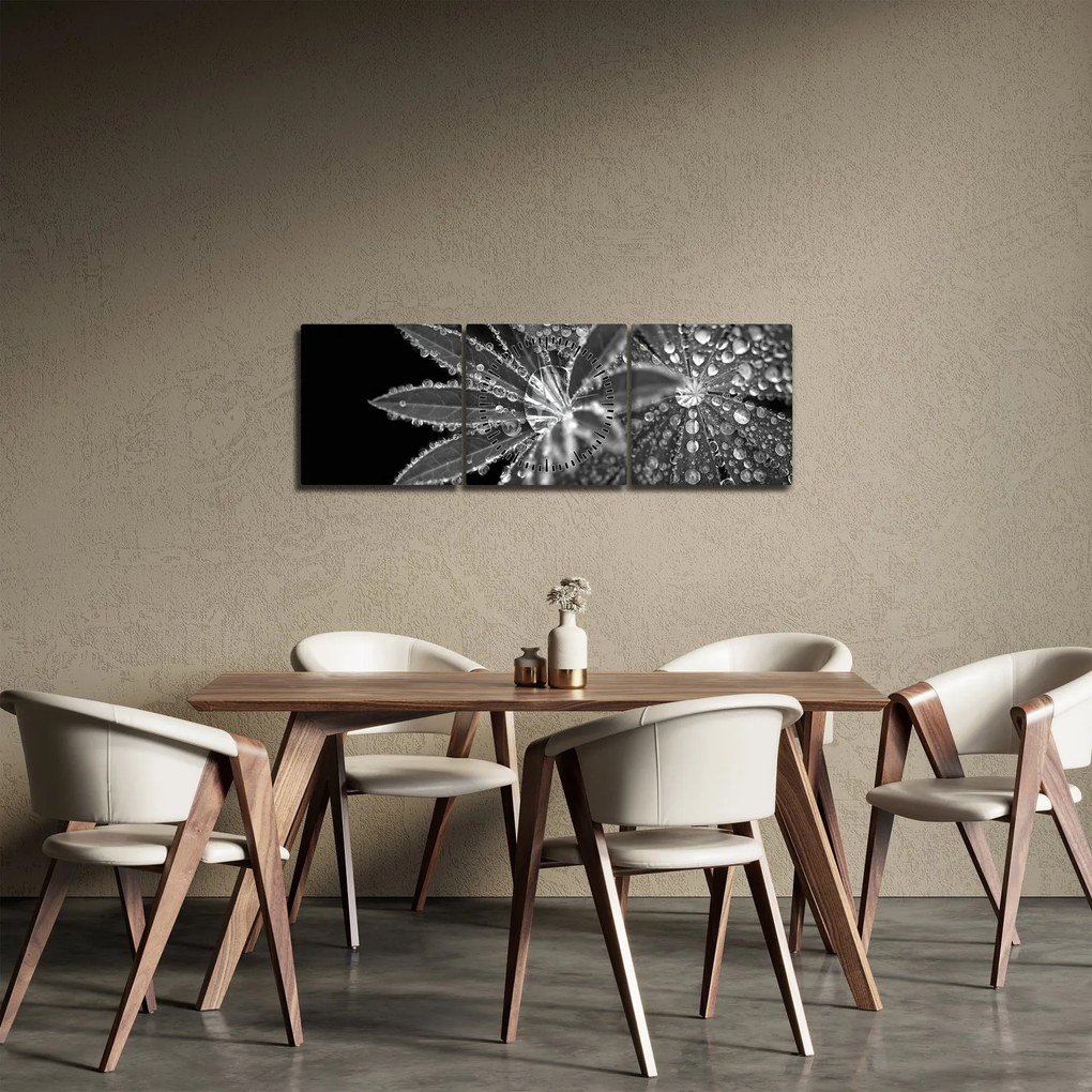 Obraz - Krople (z zegarem) (90x30 cm)