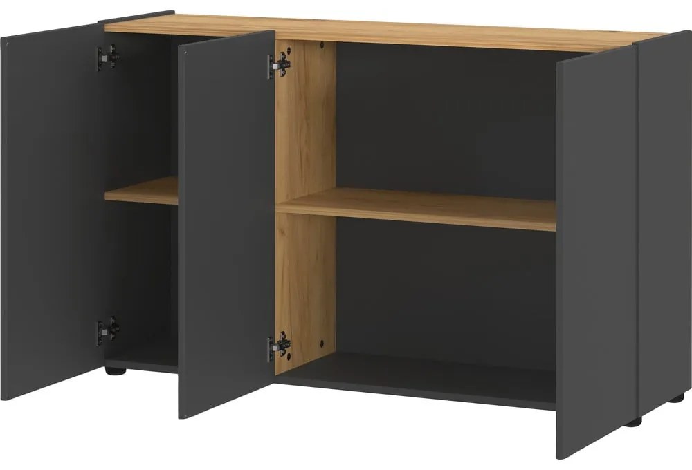 Antracytowa szafka w dekorze dębu 120x76x34 cm Adrano – Germania