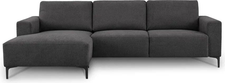 Antracytowy narożnik z tkaniny szenilowej (lewostronny/z szezlongiem) Fabian – Scandic