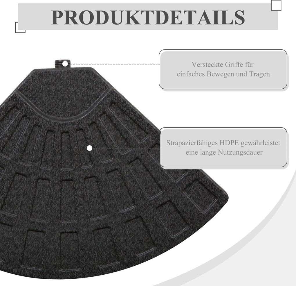 Outsunny 4-cz. Masa parasola może być wypełniona wodą 52 kg lub piaskiem 68 kg