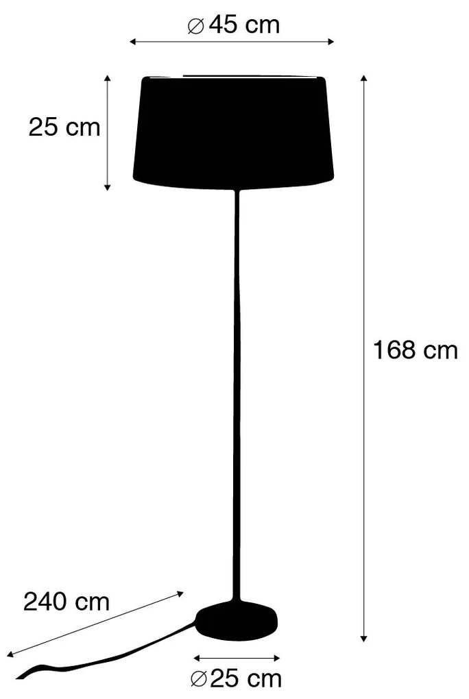 Lampa podłogowa regulowana złota/mosiądz klosz czarny 45cm - Parte Nowoczesny Oswietlenie wewnetrzne