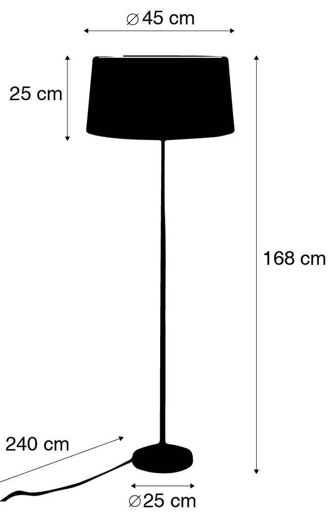 Lampa stojąca złota/mosiężna z czarnym kloszem 45 cm regulowana - Parte klasyczny/Antyczny Oswietlenie wewnetrzne