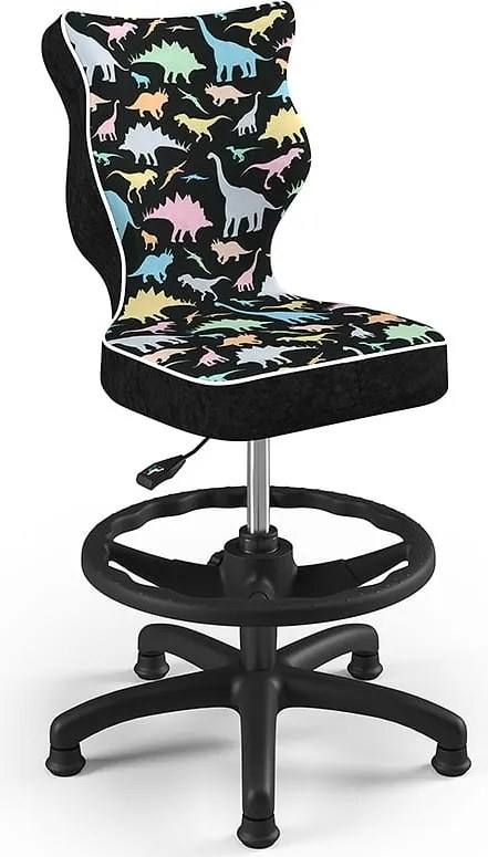 Krzesło dziecięce we wzory Petit Black z podnóżkiem rozmiar 3 (119-142 cm)