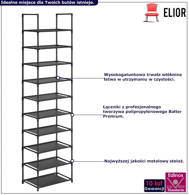Wysoki Regał Czarny Na Buty G7-T02