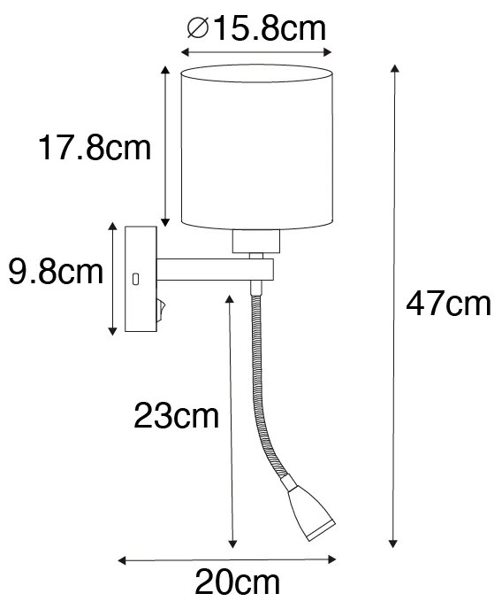 Lampa ścienna czarna z elastycznym ramieniem i złotym kloszem 15 cm - Brescia Nowoczesny Oswietlenie wewnetrzne