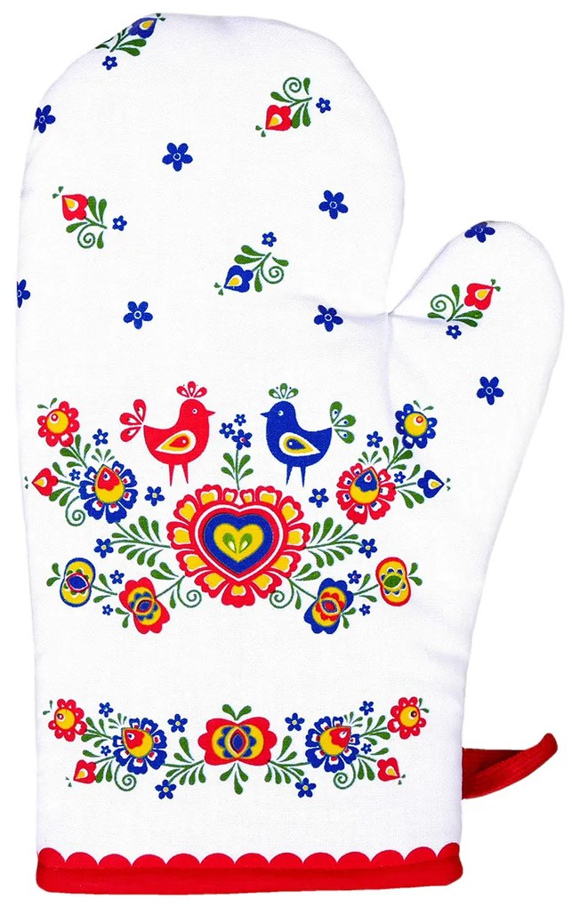 Rękawica kuchenna Folklor czerwona, 17 x 28 cm