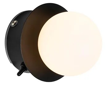 Lampa ścienna czarna IP44 z przełącznikiem - Cederic