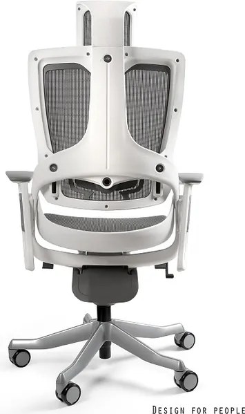 Fotel ergonomiczny Wau 2 biało - grafitowy, zgodny z normą BHP