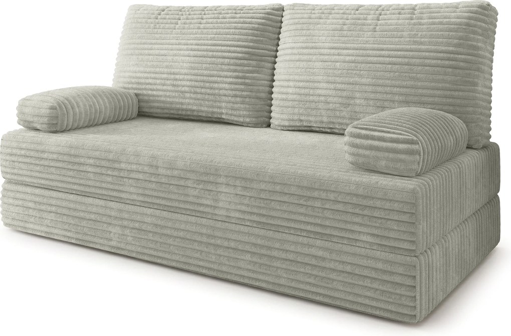 Masseno Sofa piankowa SILAR z funkcją spania, Kanapa z pianki do salonu, Bezmontażowa, Tkanina sztruksowa – Jasnoszary TILIA 83