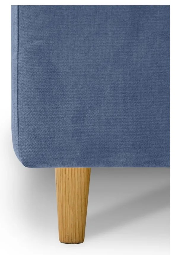 Niebieskie tapicerowane łóżko dwuosobowe ze schowkiem i stelażem 140x190 cm Bee – Scandic
