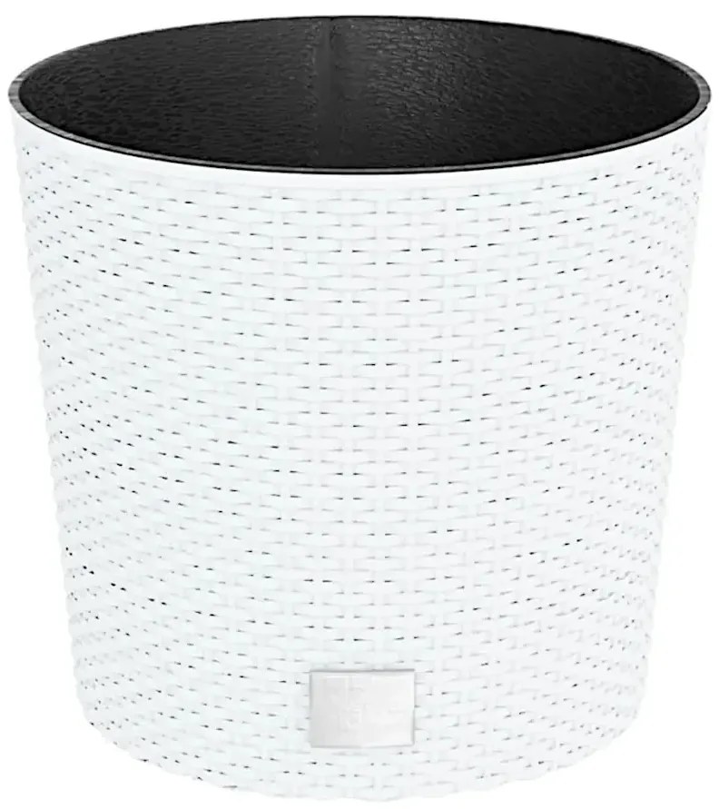 Biała donica o wyglądzie rattanu A4-A18