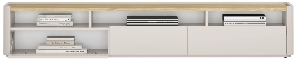 Szafka RTV Elivo 200 cm z dwoma szufladami - kaszmir / dąb olejowany