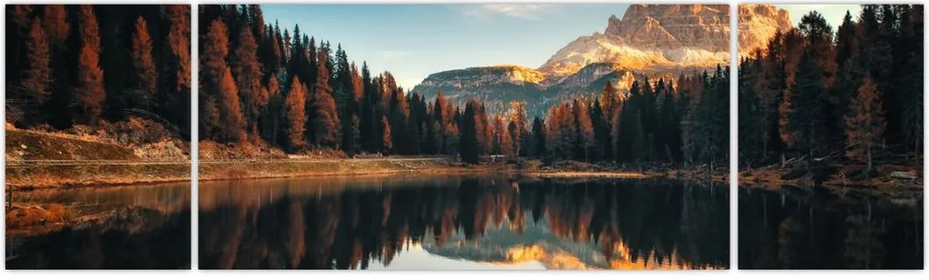 Obraz - Alpy, Włochy, Dolomity, Lago Antorno (170x50 cm)