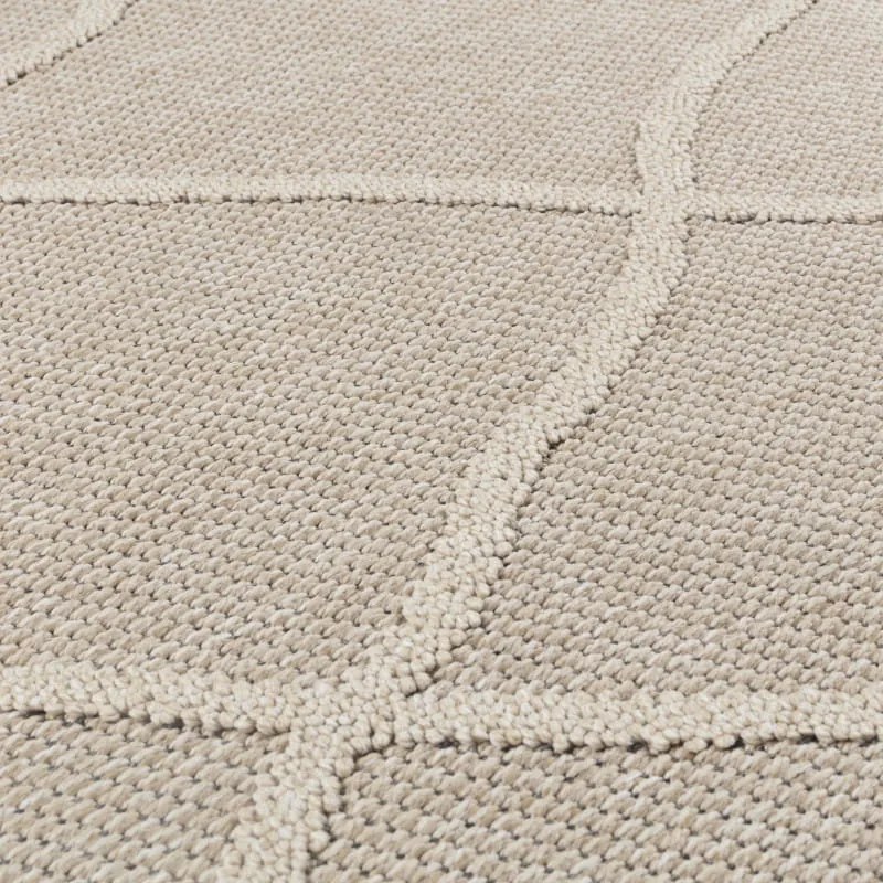 Dywan zewnętrzny sznurkowy Patara Romby beżowy 80 cm x 250 cm