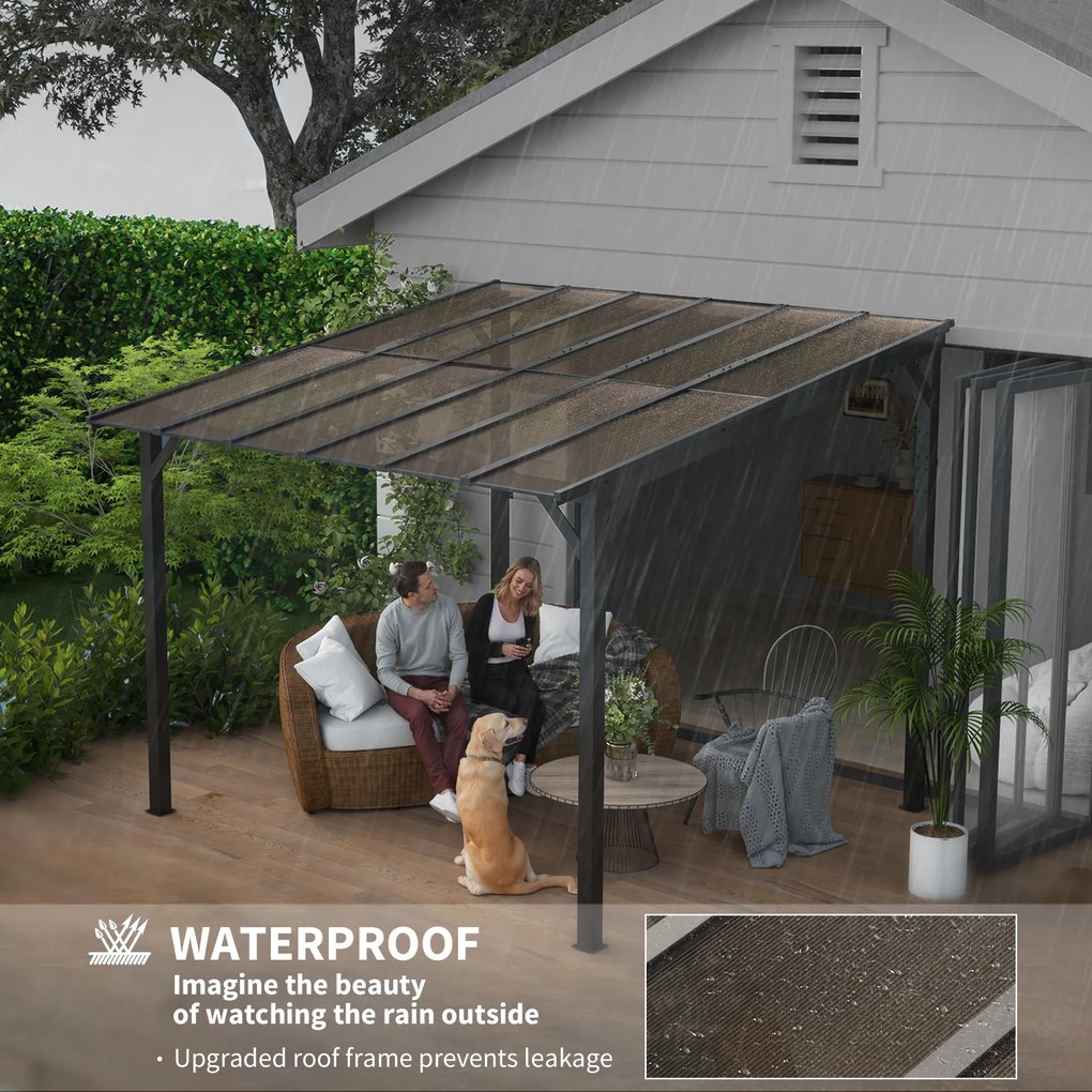 Outsunny Pergola Metalowa 3 x 3 m, Ogrodowa Pergola z Wodoodpornym Dachem, Wolnostojąca, Odporna na Wiatr, Z Ochroną UV, Ciemnoszara