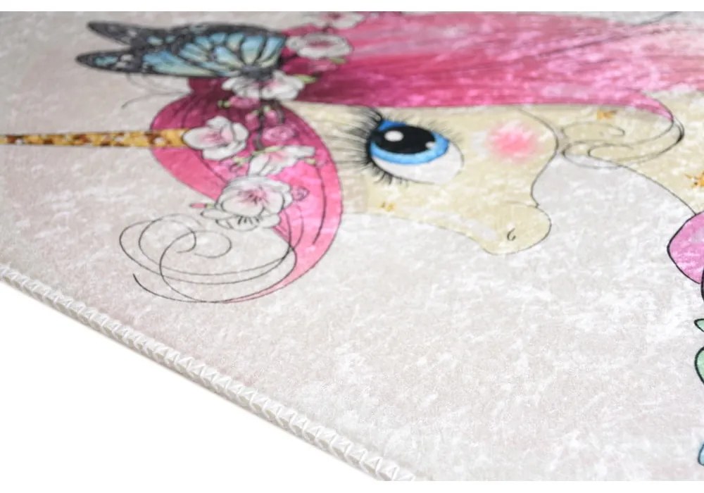 Dywan dziecięcy odpowiedni do prania w kolorze kości słoniowej 80x120 cm Cute Unicorn – Vitaus