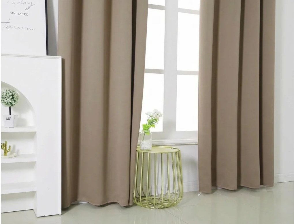 Beżowa zasłona OXFORD 140x250 cm Zawieszanie: Metalowe pierścienie