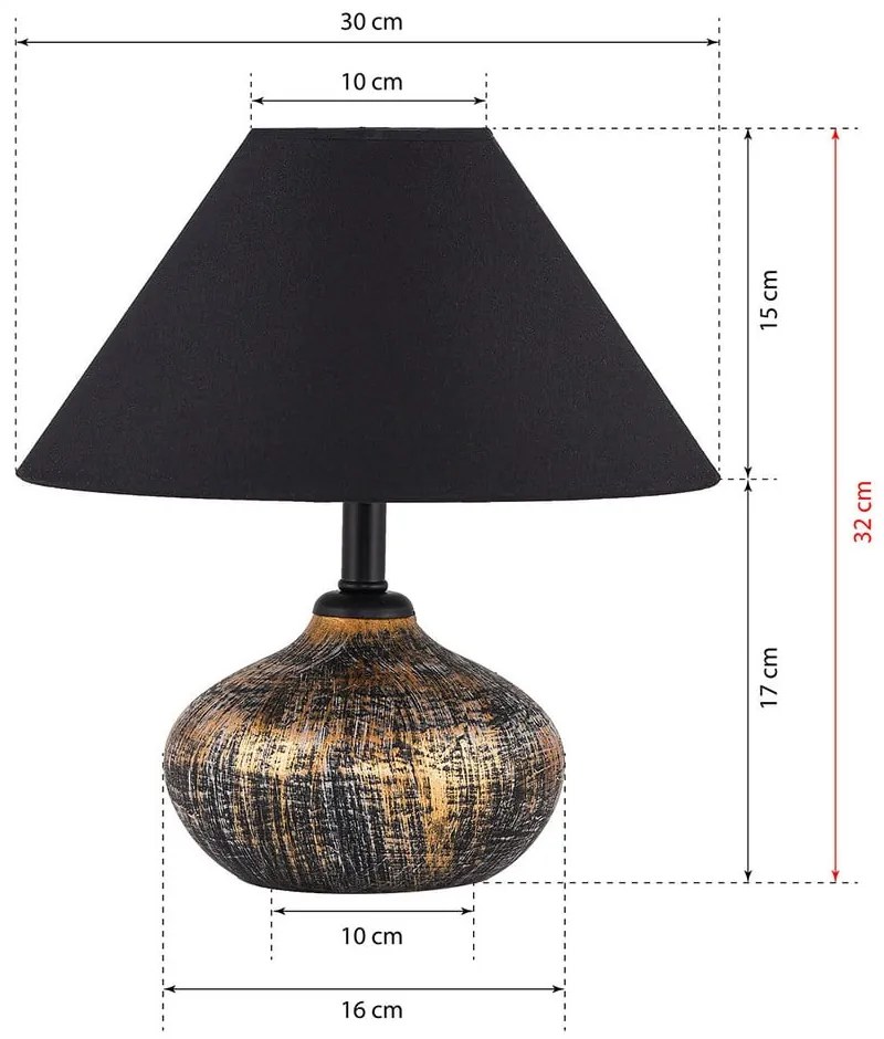 Czarna lampa stołowa z tekstylnym kloszem (wysokość 32 cm) Rüzgar – Opviq lights