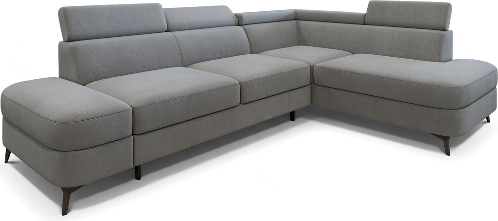 Masseno Narożnik AVISE z funkcją spania i pojemnikiem na pościel Narozniki L, Rozkładana sofa - Szary, MATT VELVET 85