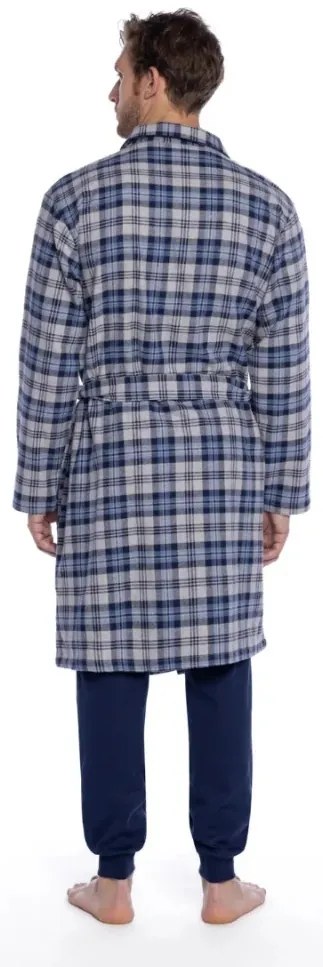 Męski flanelowy szlafrok LUCAS XXL Ciemnoniebieski