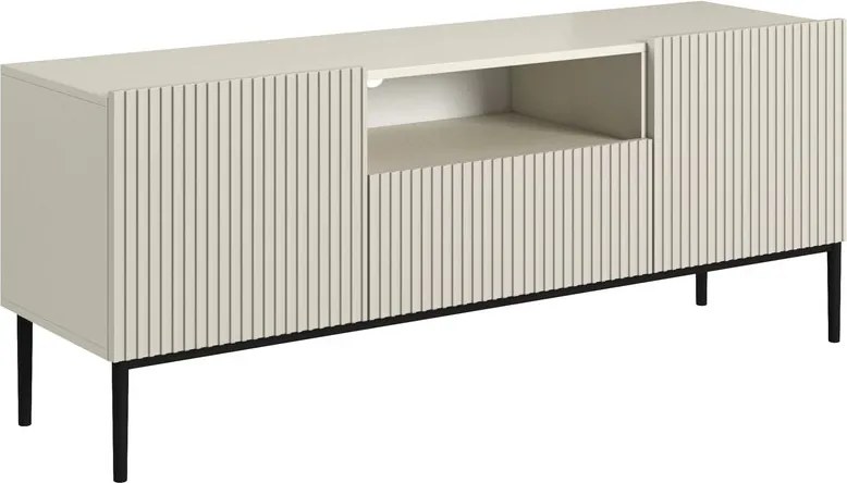 Szafka RTV Nicole 150 cm z szufladą i wnęką - kaszmir / czarne nóżki