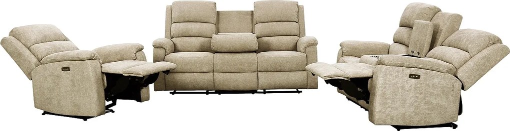 Kanapa z funkcją relax 3+2+1 osobowa tkaniny taupe NEVERS