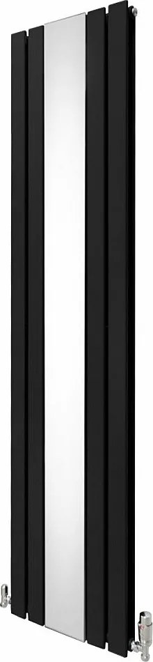 Grzejnik i zawory z płaskim lustrem - 1800 mm x 425 mm - czarny