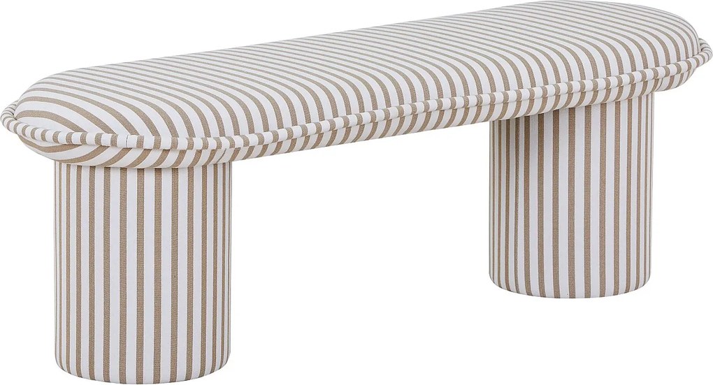 Ławka tapicerowana  - Biało-taupowa prążkowana - ELAMIU