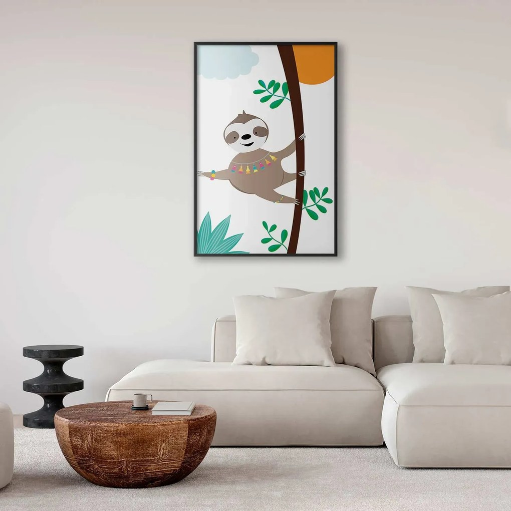 Plakat Wesoły leniwiec 21x30 cm z ramą czarną bez marginesu ARTGEIST B