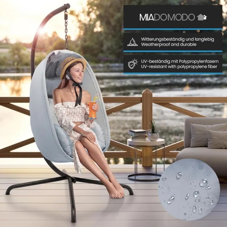 Fotel bujany podwieszany MIADOMODO szary, nośność 160 kg